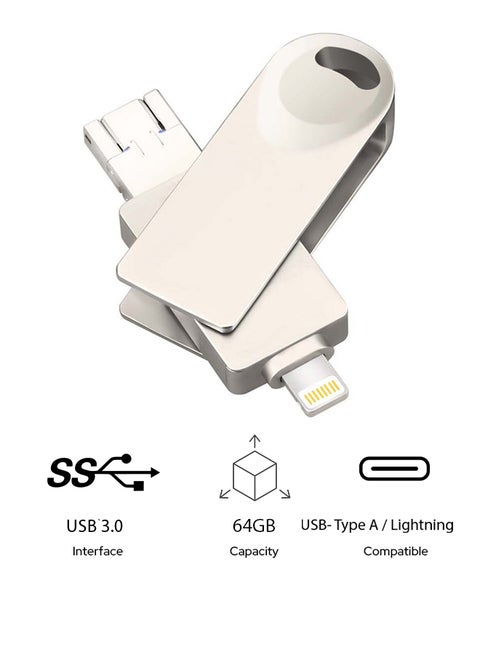 محرك أقراص فلاش U ديسكك 2 في 1 بمنفذ 3.0 USB 64 GB