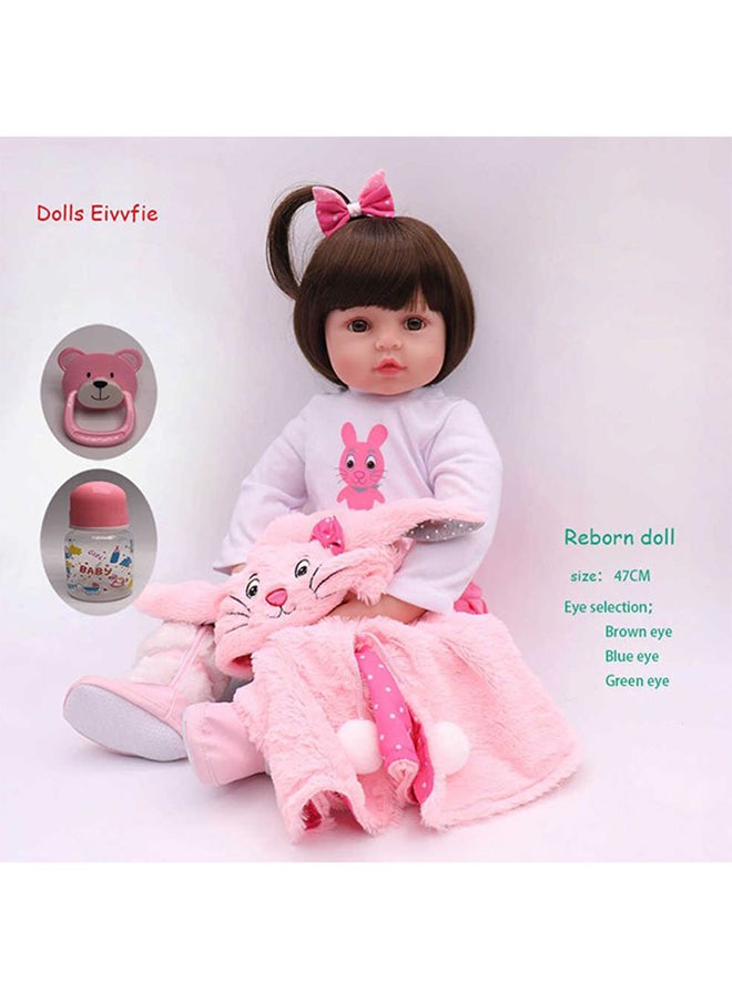 Reborn Baby Doll With Plush Toy 19Inch Eye Color Selection, Pacifier And Bottle 19inch - Image 2