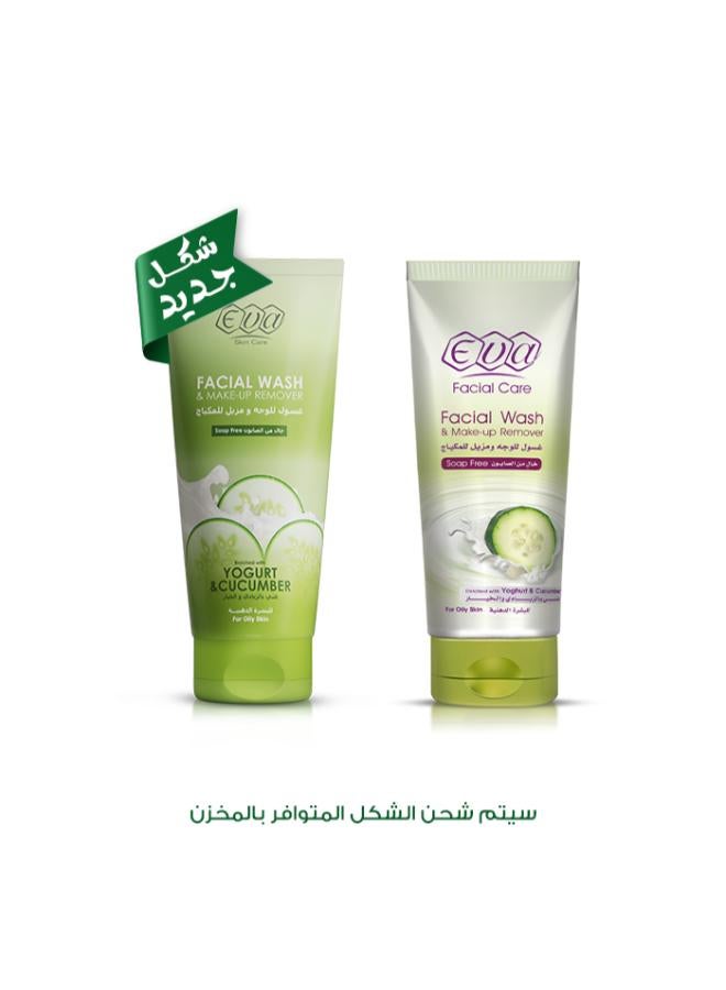 إيفا كير غسول للوجه ومزيل للمكياج غني بالزبادي والخيار للبشرة الدهنية بيج - Image 1