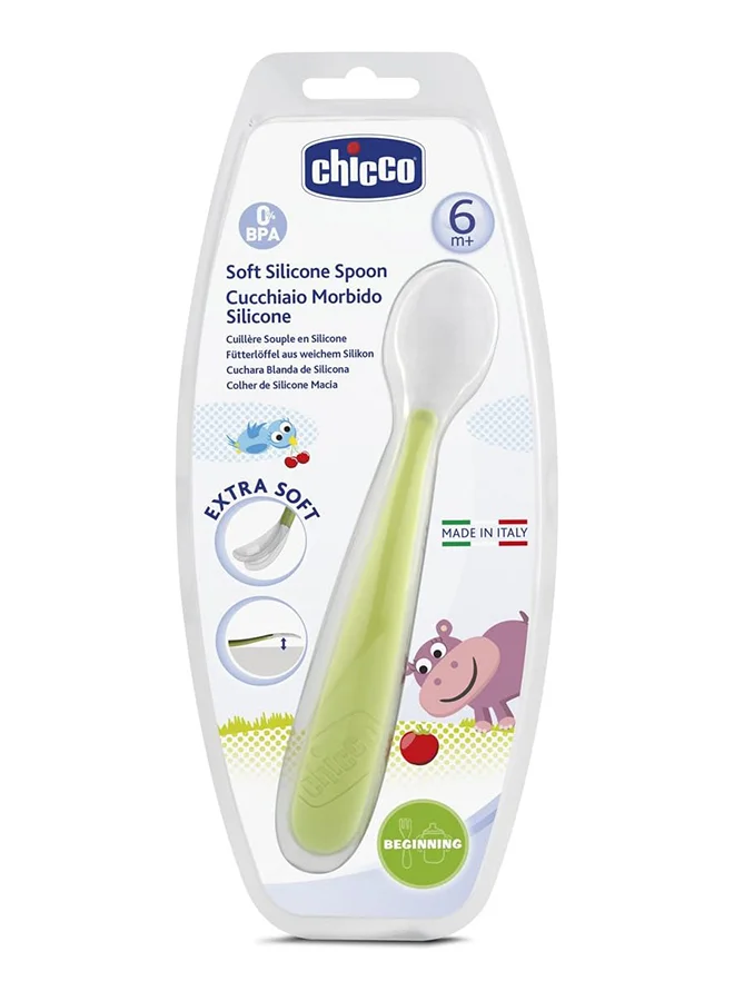 Chicco Soft Silicone Spoon 6M+, Green