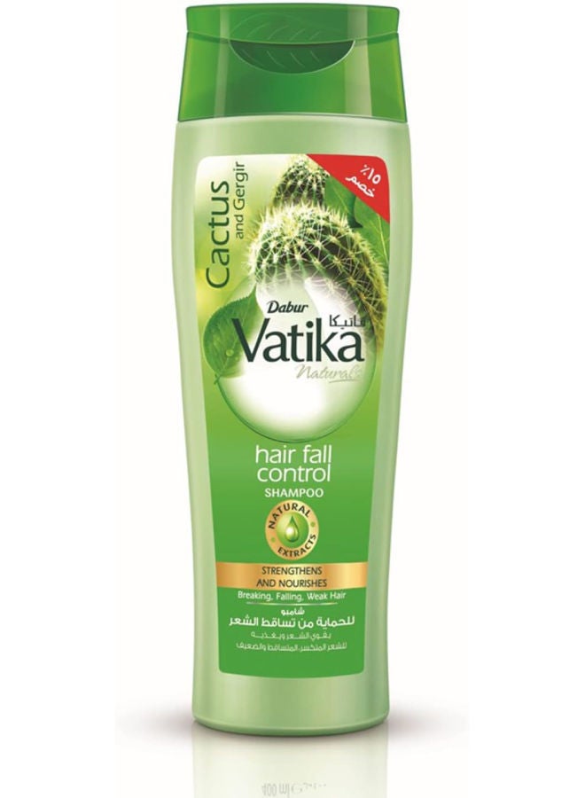 Dabur Vatika Naturals Hair Fall Control Shampoo 360ml +15% OFF | Cactus & Ghergir | Strengthens & Nourishes | For Dry & Damaged Hair 360.0ml  - Image 1