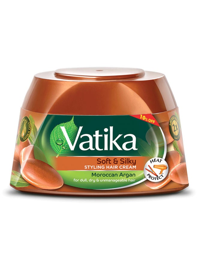Dabur Vatika Moroccan Argan Styling Hair Cream | Soft & Silky | Heat Protect | For Dull, Dry & Unmanageable Hair 190ml  - Image 1