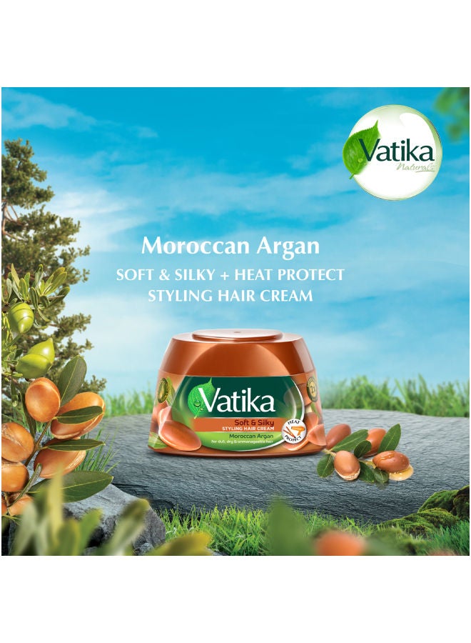 Dabur Vatika Moroccan Argan Styling Hair Cream | Soft & Silky | Heat Protect | For Dull, Dry & Unmanageable Hair 190ml  - Image 3