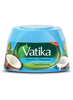 Vatika Naturals Tropical Coconut Styling Hair Cream 65ml +10% OFF| Volume & Thickness | Nourishing Vatika Oils | For Fine & Limp Hair 65.0ml