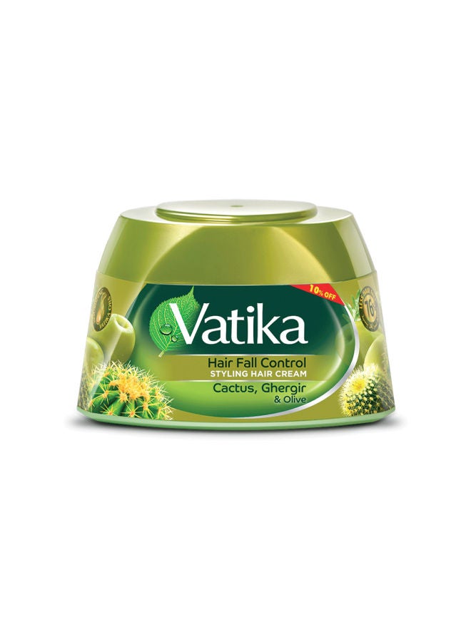 Dabur - Vatika Naturals Hair Fall Control Styling Hair Cream | Natural Extracts of Cactus, Ghergir & Olive with Nourishing Vatika Oils 140ml - Image 1