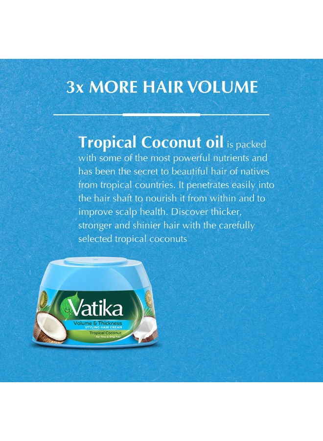 Dabur Vatika Naturals Tropical Coconut Styling Hair Cream 140 ml | Volume & Thickness | Nourishing Vatika Oils | For Fine & Limp Hair 140.0ml - Image 3