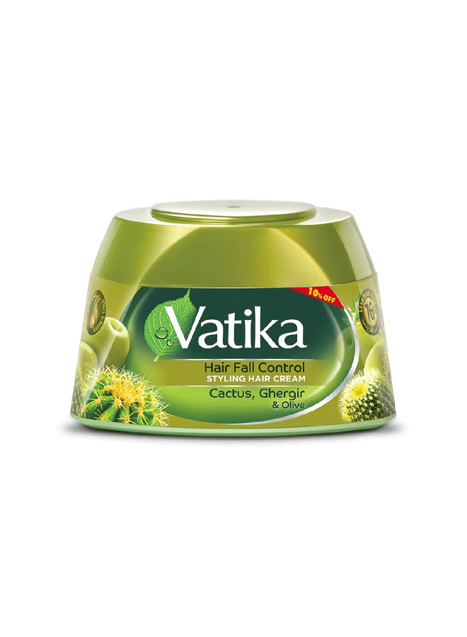 Dabur - Vatika Naturals Hair Fall Control Styling Hair Cream 210 ml | Natural Extracts of Cactus, Ghergir & Olive with Nourishing Vatika Oils 210.0ml - Image 1