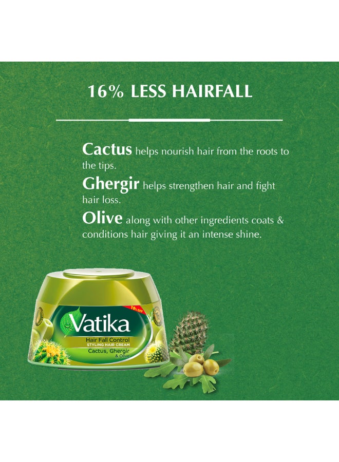 Dabur - Vatika Naturals Hair Fall Control Styling Hair Cream 210 ml | Natural Extracts of Cactus, Ghergir & Olive with Nourishing Vatika Oils 210.0ml - Image 1