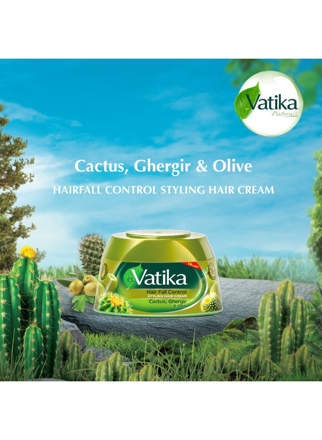 Dabur - Vatika Naturals Hair Fall Control Styling Hair Cream 210 ml | Natural Extracts of Cactus, Ghergir & Olive with Nourishing Vatika Oils 210.0ml - Image 1