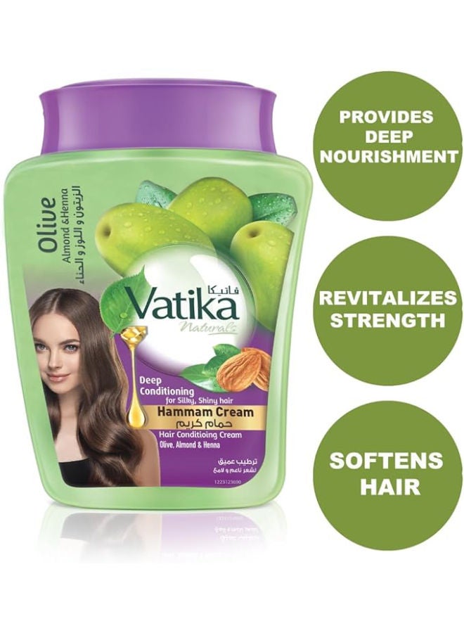 Dabur Vatika Naturals Deep Conditioning Hammam Cream | Enriched With Olive, Almond & Henna | For Silky & Shiny Hair 900.0grams - Image 4
