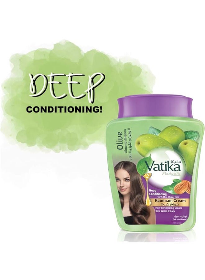 Dabur Vatika Naturals Deep Conditioning Hammam Cream | Enriched With Olive, Almond & Henna | For Silky & Shiny Hair 900.0grams - Image 3