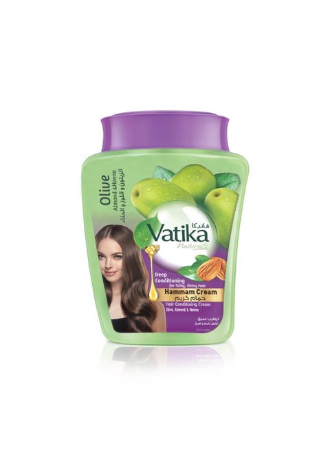 Vatika Naturals Deep Conditioning Hammam Cream 450gm | Natural Extracts Of Almond, Henna & Olives | For Dull & Dry Hair 450.0grams