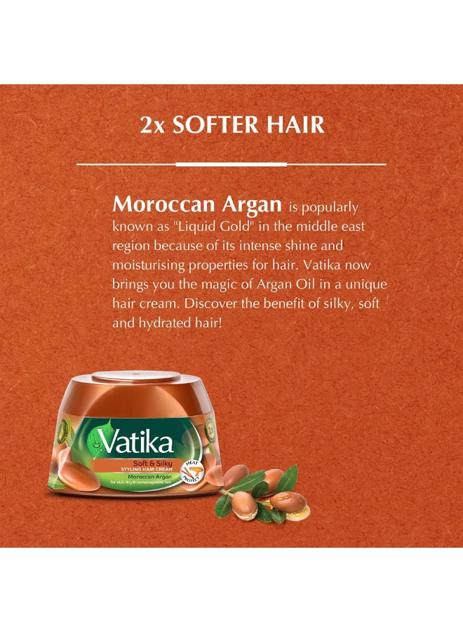 Dabur Vatika Naturals Argan Styling Hair Cream 125 ml + 10% OFF| Soft & Silky | Heat Protect | For Dull, Dry & Unmanageable Hair 125ml - Image 3
