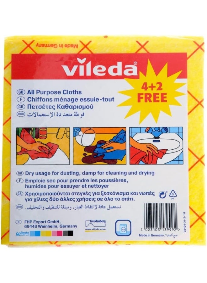 فيليدا قطع قماش للتنظيف لكل الأغراض (اشتر 4 واحصل على 2 مجاناً) زهري/أبيض/أصفر - Image 1