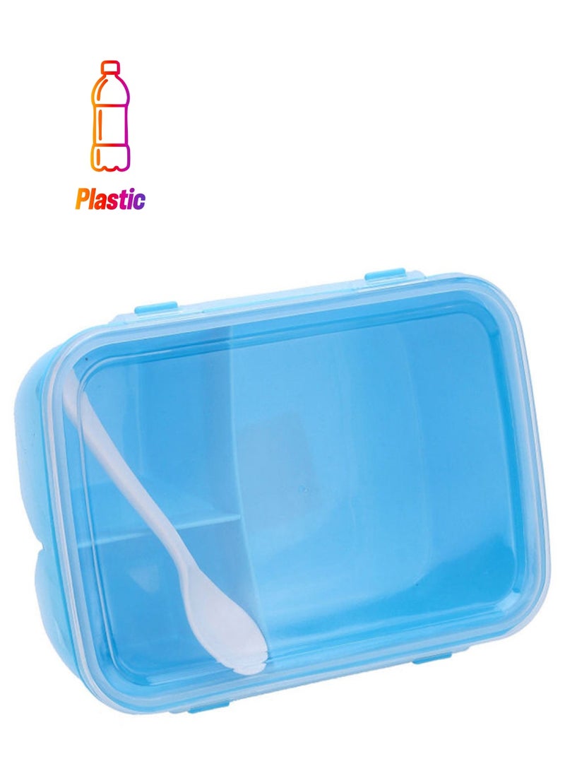 شاربدو حاوية للطعام والفواكه مع ملعقة لون أزرق 19.5x14x7.3سم - Image 1