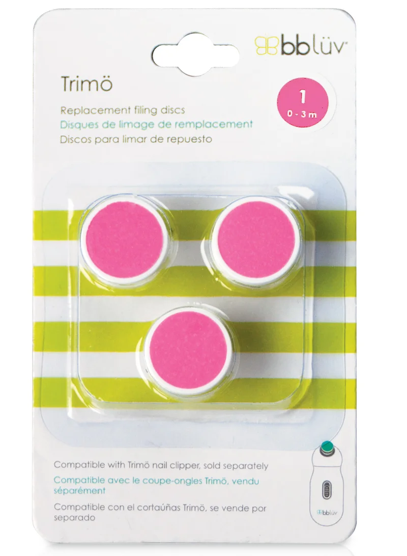 bbluv Trimö Baby Nail Trimmer Replacement Discs – 3-Piece Soft Filing Pads for Safe & Painless Baby Nail Care – Compatible with Trimö Electric Nail Trimmer (0-3 Months)