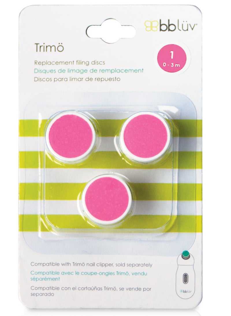 bbluv Trimö Baby Nail Trimmer Replacement Discs – 3-Piece Soft Filing Pads for Safe & Painless Baby Nail Care – Compatible with Trimö Electric Nail Trimmer (0-3 Months) - Image 1