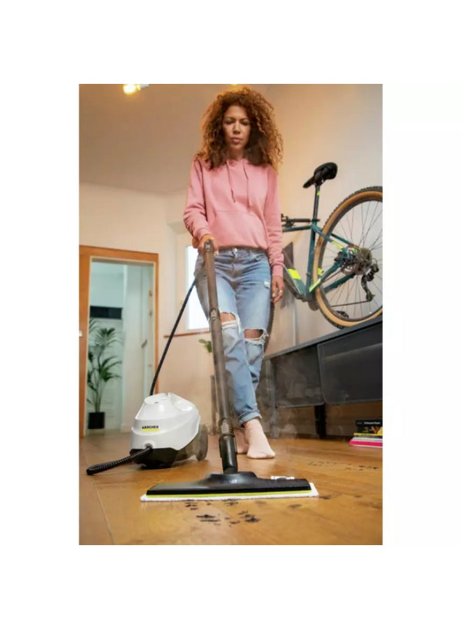 KARCHER - KARCHER STEAM CLEANER SC 3 EasyFix, 1900 W, 3.5 bar steam pressure, 1 Liter tank capacity, Heats up in just 30 seconds, Kills 99.99% of viruses & bacteria - 1.513-652 White/Black - Image 1