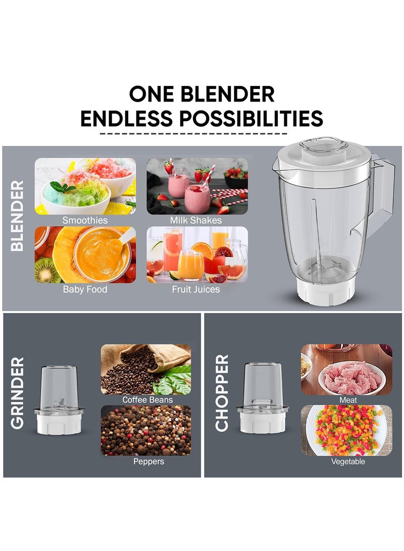 3-in-1 Blender with  1.5 Ltr Liquid Jar, 1 Coffee Grinder & 1 Meat Mincer, 2 Speeds, Stainless Blades, Unbreakable Jar, Perfect for Dry & Wet Fine Grinding, Mixing & Juicing 600 W NB1900NA1/ NB2900EB2 White/Clear - pnsku/N20471325A/45/_/1734587237/d7f40c3a-3aa0-425c-b89f-94a0e6b50009