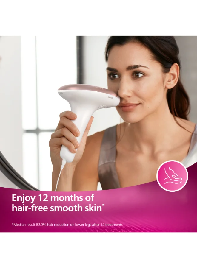 Philips Philips Lumea IPL, Hair Removal, 7000 Series, Skintone Sensor, 2 Attachments, Body, Face, Compact Pen Trimmer, Corded Use, BRI921/60, 60 Days Money Back Guarantee White/Rose Gold
