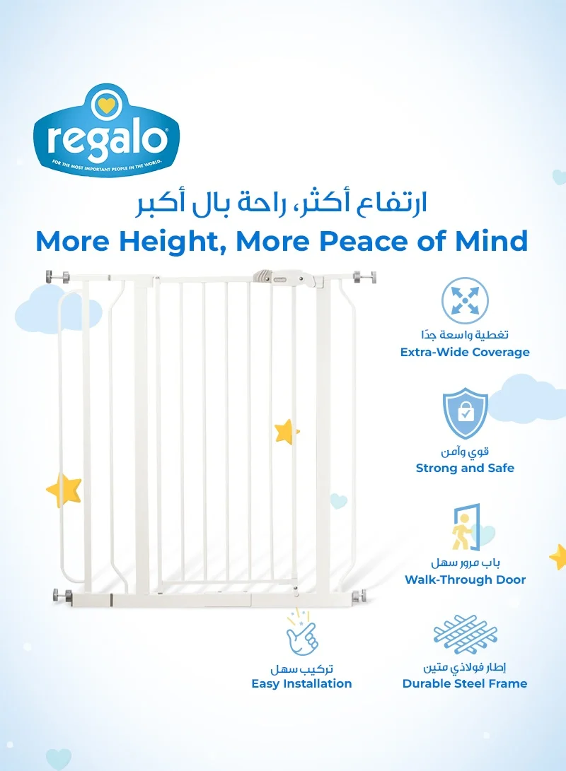 Regalo Easy Step Extra Tall Baby Gate | Adjustable Safety Gate for Doorways & Stairs | Fits 73.66-92.71 CM (29-36 Inches) Wide | 76 CM (36 Inches) Tall | Auto-Close | Pressure Mount | Secure & Durable