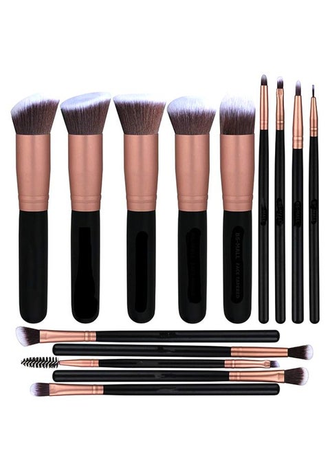 14-Piece Makeup Multi Use Brush Set Rose Gold/Black
