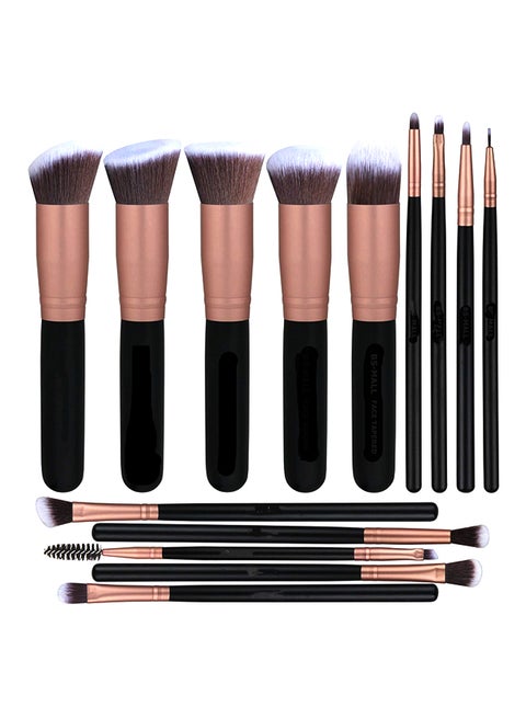 14-Piece Makeup Multi Use Brush Set Rose Gold/Black