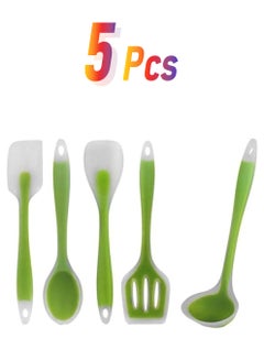 Sharpdo 5-Piece Serveware Set Green Spoon (28.5x8.7), Slotted Turner (29.8x7.5), Spatula (28.5x5.8), Solid Spoon (27.3x5.8), Slotted Spoon (27.3x5.8)cm  - Image 1