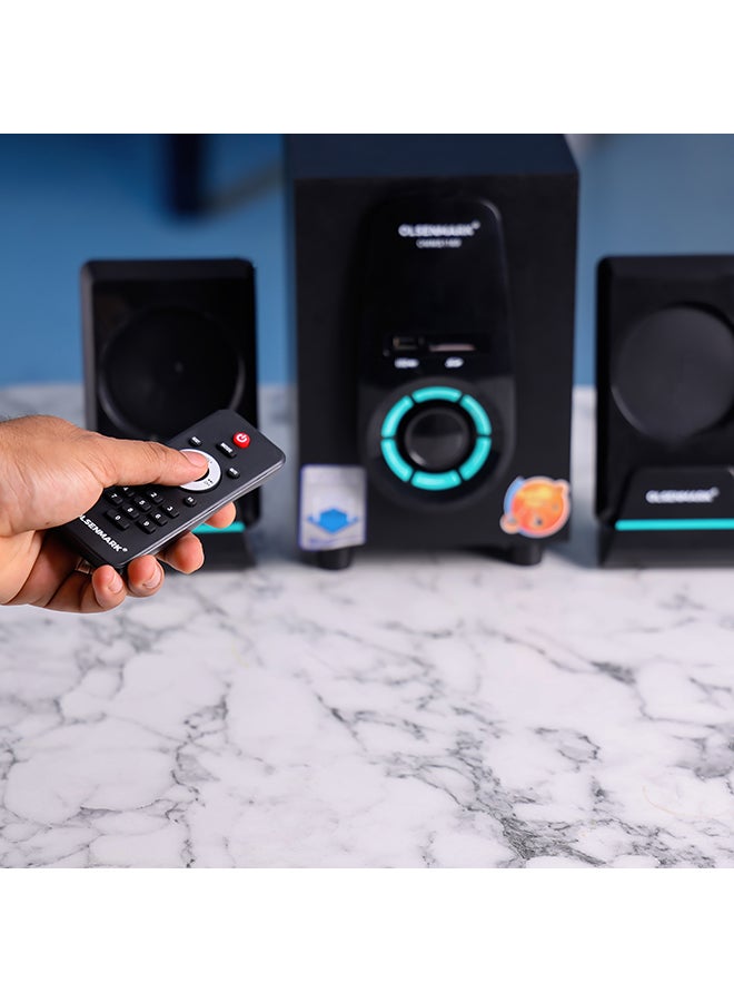 Olsenmark - High Power 2.1 Multimedia Speaker, USB, SD, FM, Bluetooth Function, With LED Display, Remote Control, 5000 W PMP0 Speaker Unit, Perfect For Home, Party OMMS1169 Black - Image 1