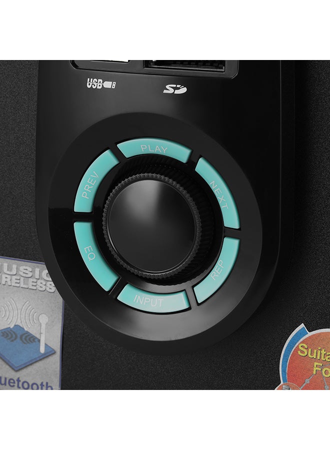 Olsenmark - High Power 2.1 Multimedia Speaker, USB, SD, FM, Bluetooth Function, With LED Display, Remote Control, 5000 W PMP0 Speaker Unit, Perfect For Home, Party OMMS1169 Black - Image 1