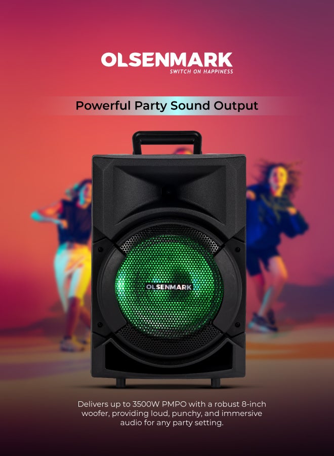 أولسنمارك نظام مكبر صوت محمول للحفلات مع USB/بطاقة SD/FM/ميكروفون/بلوتوث وجهاز تحكم عن بعد - Image 2