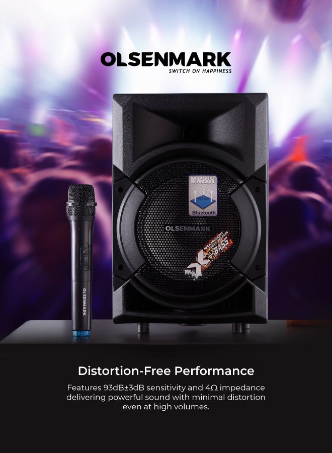 أولسنمارك نظام مكبر صوت محمول للحفلات مع USB/بطاقة SD/FM/ميكروفون/بلوتوث وجهاز تحكم عن بعد - Image 3