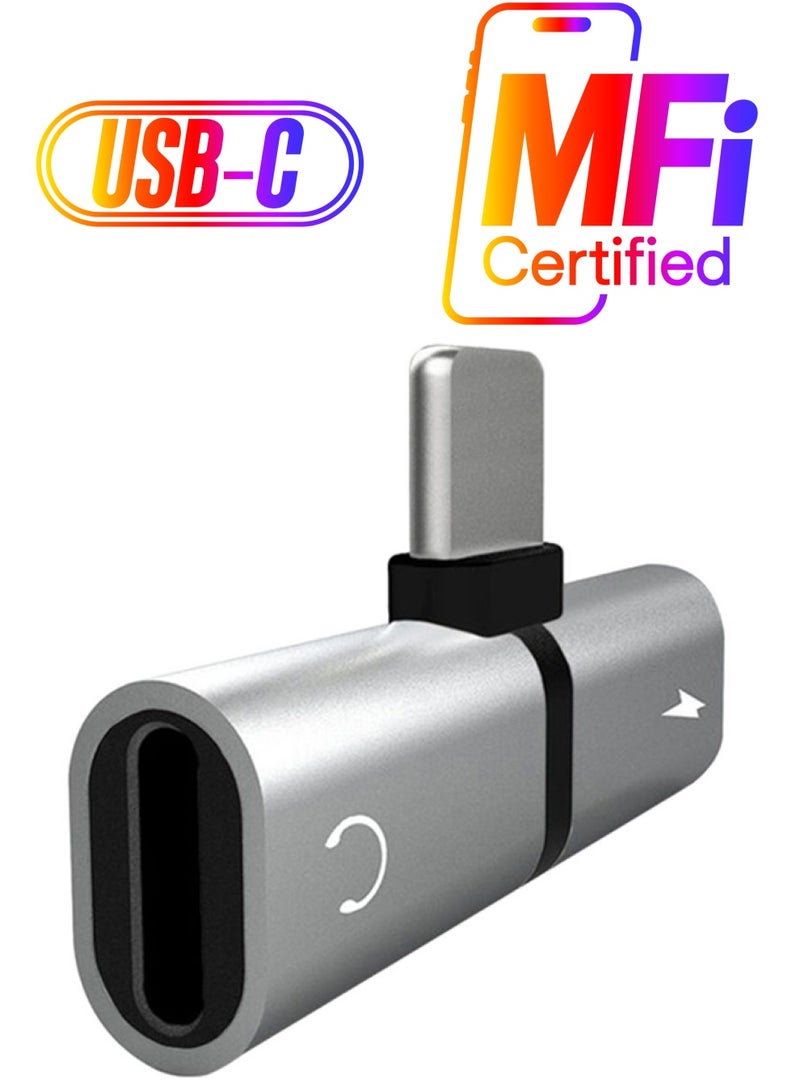 كول بيبي محوّل سماعات 2 في 1لجهاز أبل آيفون X/ XR/ XS ماكس/ 7 بلس/ 8 بلس فضي - Image 1