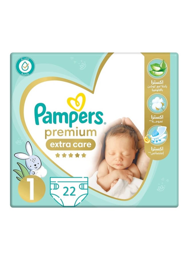 Pampers - Premium Care Diapers Size 1, New Born, 2-5 Kg (22 Diapers) - Image 1