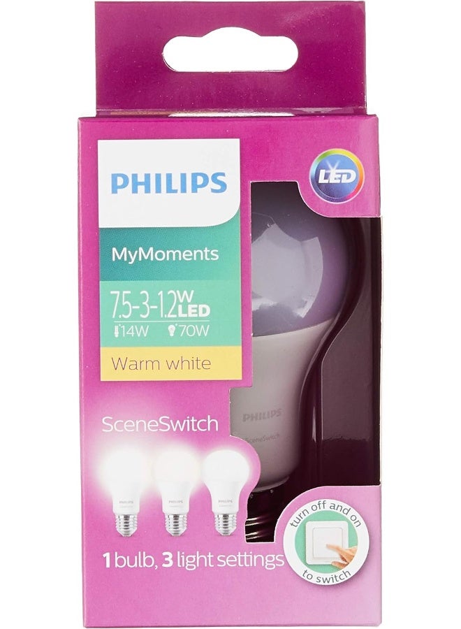 Philips - Philips LED Sceneswitch A60 3S 7.5-70W E27 3000K Warm White - Image 1