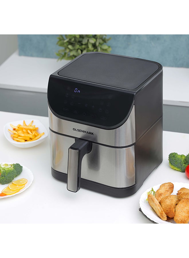 Olsenmark - Digital Air Fryer with Non-Stick Frying Pot and Tray, Oil Free Cooking/ LED Display with Touch Screen, 10 Preset Cook Modes, 1-60 minutes Timer/ for Making Fries, Steak, Chicken, Meat, Bread/ 2 Years Warranty 6 L 1500 W OMAF2346R Black and Silver - Image 1