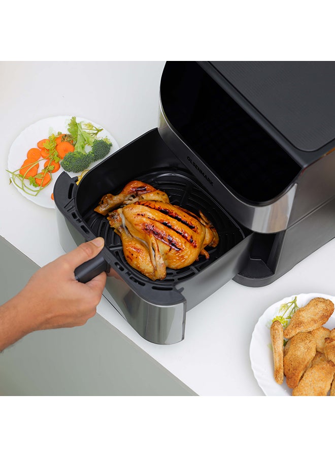 Olsenmark - Digital Air Fryer with Non-Stick Frying Pot and Tray, Oil Free Cooking/ LED Display with Touch Screen, 10 Preset Cook Modes, 1-60 minutes Timer/ for Making Fries, Steak, Chicken, Meat, Bread/ 2 Years Warranty 6 L 1500 W OMAF2346R Black and Silver - Image 1