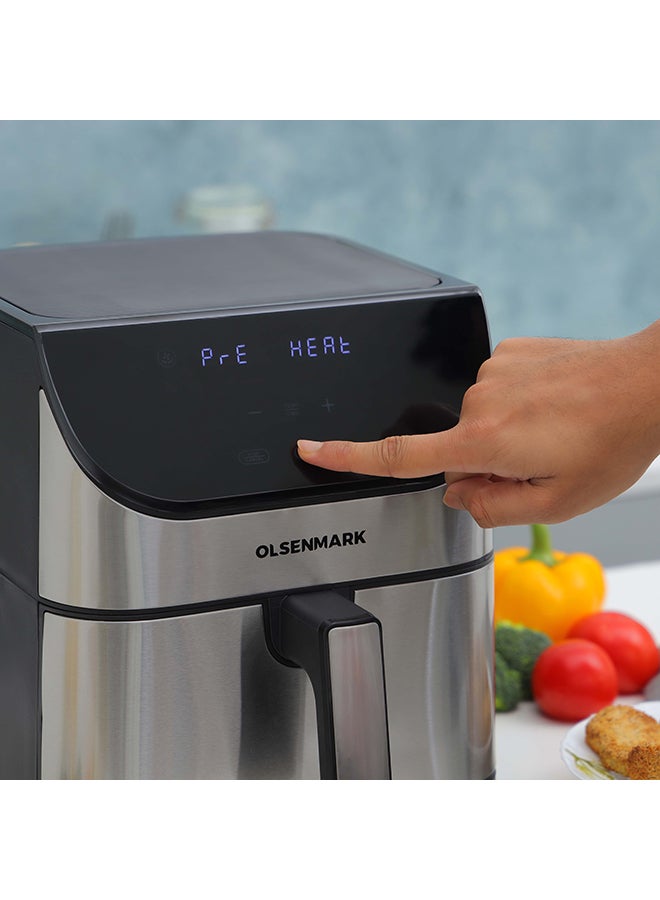 Olsenmark - Digital Air Fryer with Non-Stick Frying Pot and Tray, Oil Free Cooking/ LED Display with Touch Screen, 10 Preset Cook Modes, 1-60 minutes Timer/ for Making Fries, Steak, Chicken, Meat, Bread/ 2 Years Warranty 6 L 1500 W OMAF2346R Black and Silver - Image 1