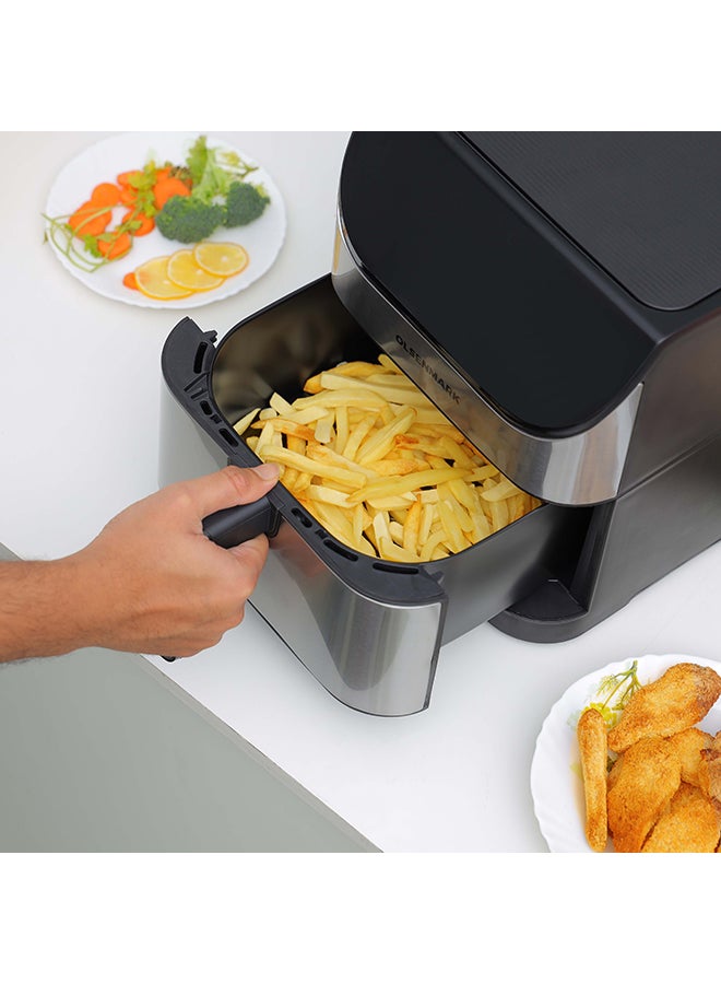 Olsenmark - Digital Air Fryer with Non-Stick Frying Pot and Tray, Oil Free Cooking/ LED Display with Touch Screen, 10 Preset Cook Modes, 1-60 minutes Timer/ for Making Fries, Steak, Chicken, Meat, Bread/ 2 Years Warranty 6 L 1500 W OMAF2346R Black and Silver - Image 1
