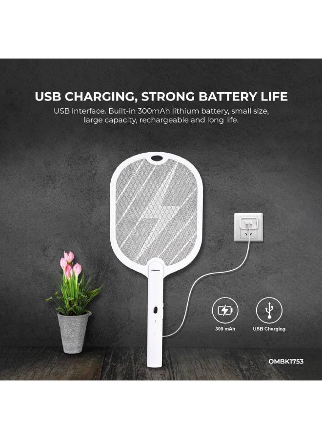Olsenmark Electric Mosquito Swatter , Rechargeable, Long Life Battery and High Power, Charging 4-5 Hours, Insect Bat Perfect for Bedroom, Kids Room, Kitchen OMBK1753 White  - Image 4