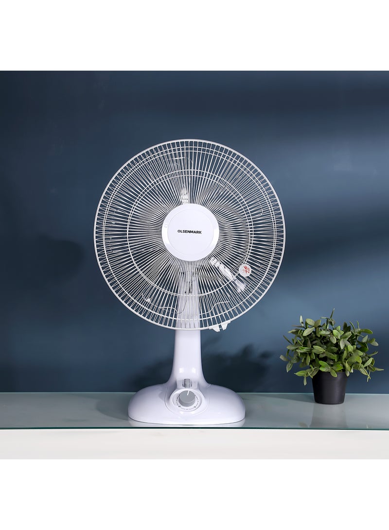 Olsenmark - 16" Table Fan With 5" AS Blades For Strong Wind And 3-Speed Levels/ Adjustable Oscillation, 1 Hour Timer OMF1700 Red/White - Image 1