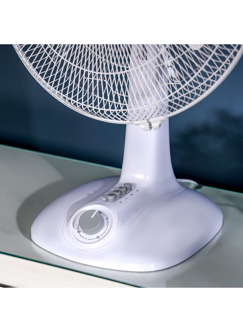 Olsenmark - 16" Table Fan With 5" AS Blades For Strong Wind And 3-Speed Levels/ Adjustable Oscillation, 1 Hour Timer OMF1700 Red/White - Image 1