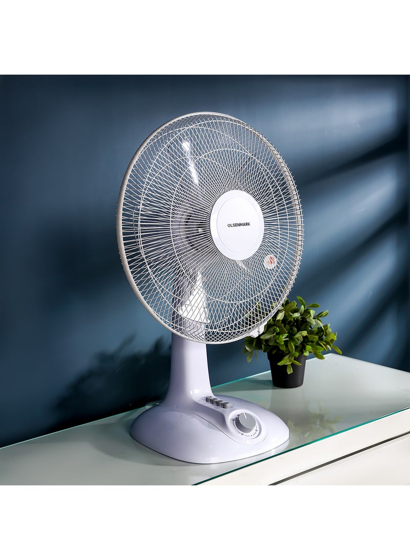 Olsenmark - 16" Table Fan With 5" AS Blades For Strong Wind And 3-Speed Levels/ Adjustable Oscillation, 1 Hour Timer OMF1700 Red/White - Image 1