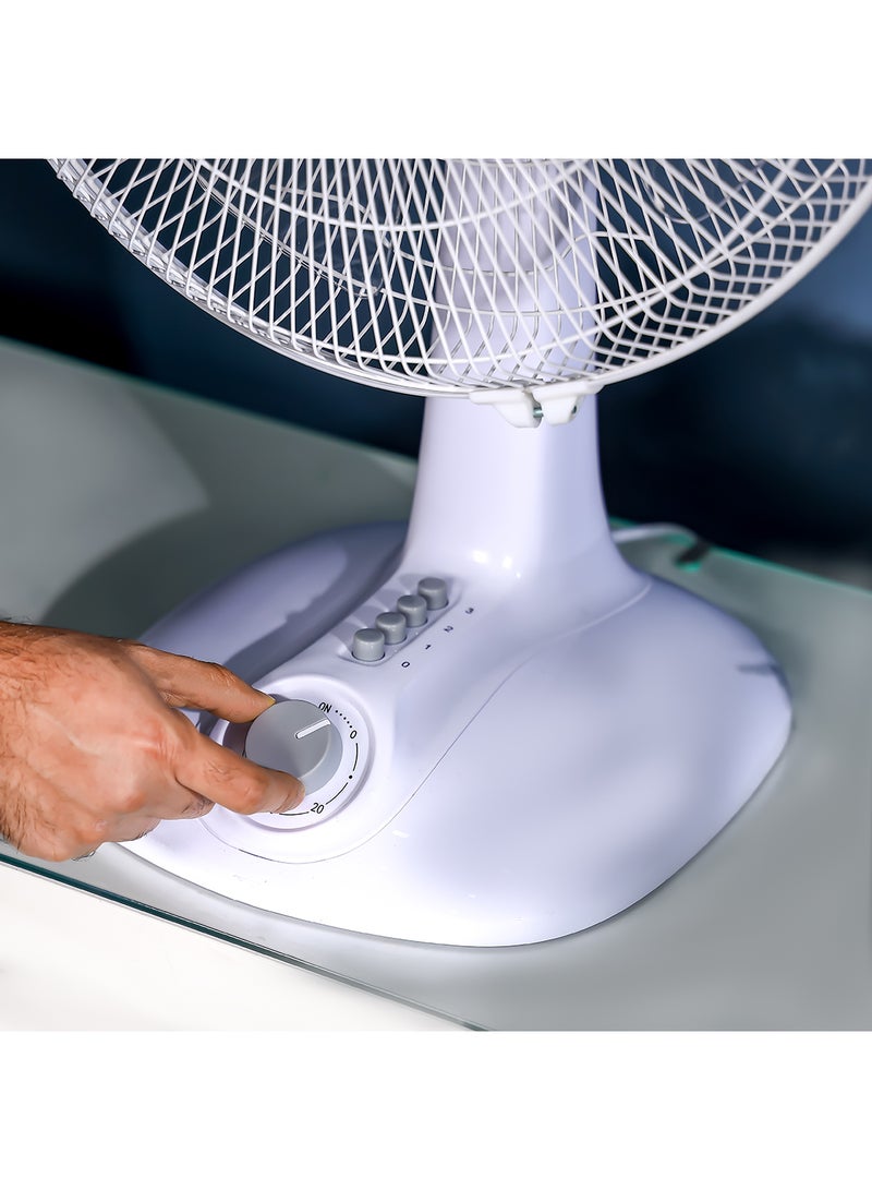 Olsenmark - 16" Table Fan With 5" AS Blades For Strong Wind And 3-Speed Levels/ Adjustable Oscillation, 1 Hour Timer OMF1700 Red/White - Image 1