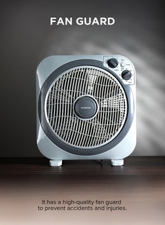 Olsenmark 12 inch Box Fan OMF1723N, 3 Speed Control, 60 minutes timer, Powerful Personal Desk Box Fan With Copper Motor, Table Fan for Office, Home (3 Speed) Fan Guard OMF1723 Grey  - Image 4
