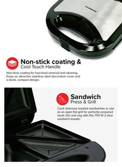 2 Slice Sandwich Maker Toaster OMGM2321, 750W Equipped With Non-Stick Coating And Overheat Protection, Perfect For Making Sandwiches, Bread Toast 750 W OMGM2321 Black - pnsku/N20682111A/45/_/1733653989/8552992d-3d16-4d6b-9d53-69611e7ee64d