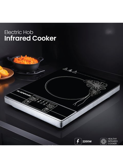 Infrared Cooker, Single Cooking Hob, Energy Saving, Touch Control, 10 Power Levels, Timer, 2000 W OMIC2091M Black/Steel