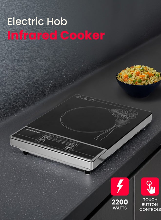 Olsenmark Infrared Cooker OMIC2091M, 2200W Energy Saving Multi Function Single Electric Hob , 5 Power level, Frosted Ceramic Glass Panel, Touch Button Controls, 2 Years Warranty 2200 W OMIC2091M Black  - Image 2