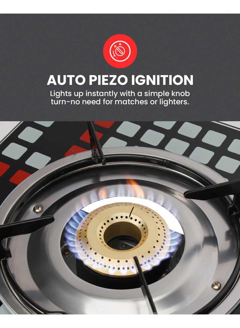 أولسنمارك موقد غاز بسطح زجاجي بثلاث شعلات مزود بخاصية أمان OMK2224 أسود/فضي - Image 3