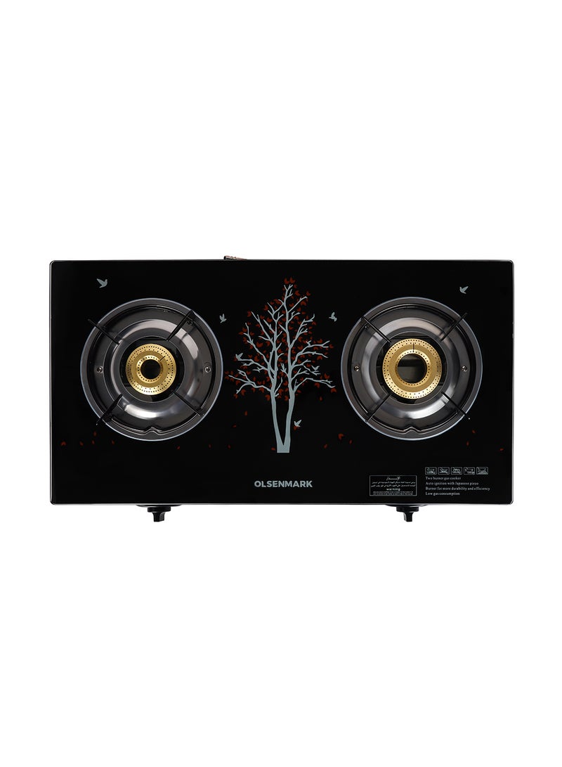 Olsenmark - 2 Burner Glass Top Gas Stove Cooktop OMK2225 Black - Image 1